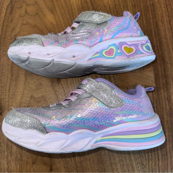 Skechers Kids' Glitter Sneakers - Silver and Lavender. Girls Size 1 - Picture 11 of 13